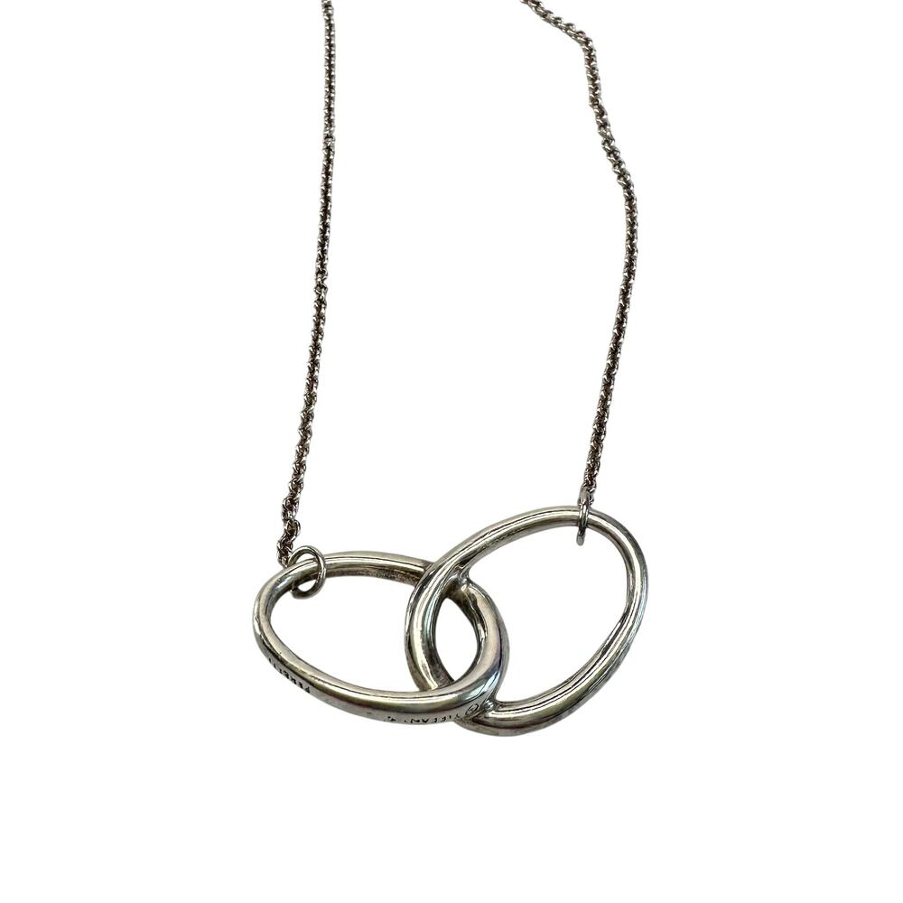 Tiffany and Co Elsa Peretti Large Double Loop Pendant Necklace 15" - Sterling